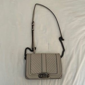 REBECCA MINKOFF | Grey Leather Quilted Love Crossbody Purse